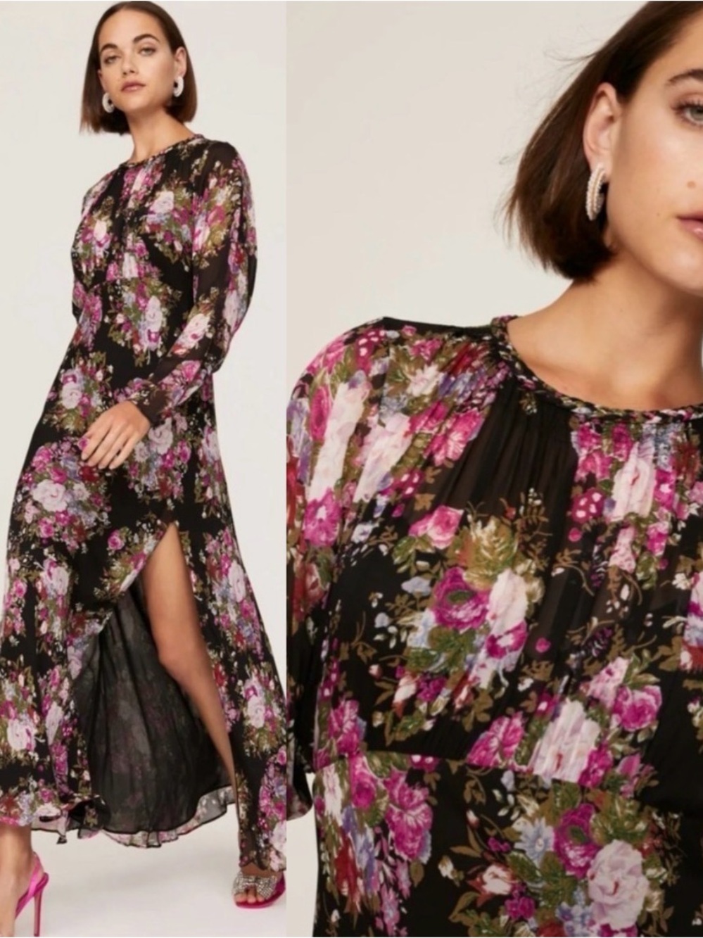 LoveShackFancy Daya Gown Floral Long Sleeve Maxi Dress size 6